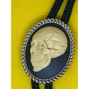 Mens womens Southwest western Sugar Skull Cameo Pendant Bolo Necklace Valentine